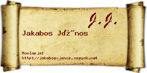 Jakabos János névjegykártya